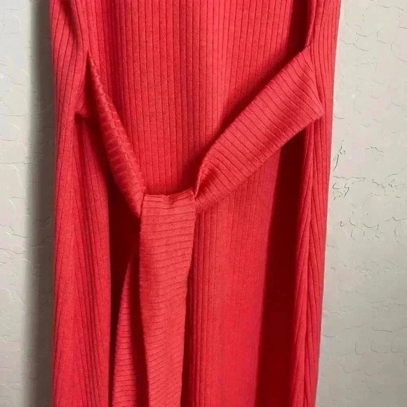 GOOD LUCK GEM Ribbed Tie Waist Slit Midi Dress - Picture 4 of 12